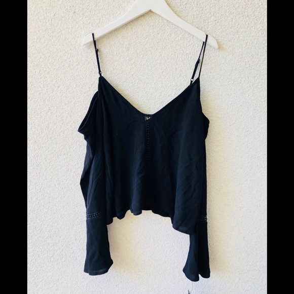 Design Lab Lord & Taylor Tops - 🎋 Lord&taylor embroidered black top bell sleeves